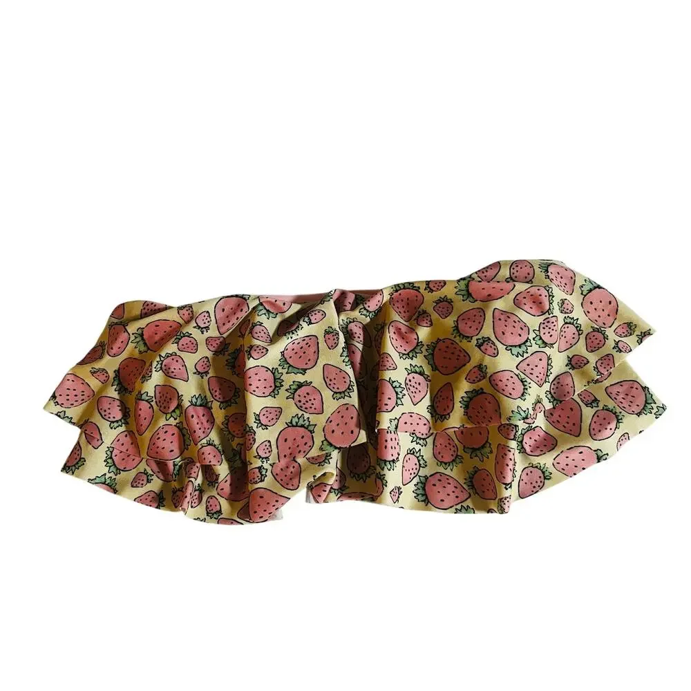 Lolli Strawberry Print Ruffle Strapless Bikini Top Size M Medium NWT